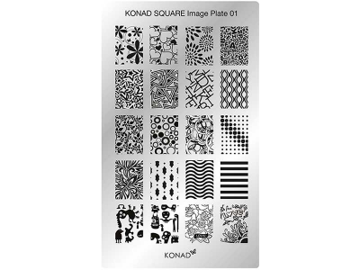 Placa de diseños rectangular KONAD. c01