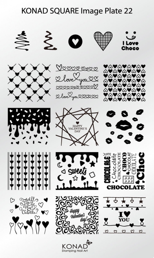 Placa de diseños rectangular KONAD. c22