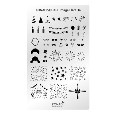 Placa de diseños rectangular KONAD. c34
